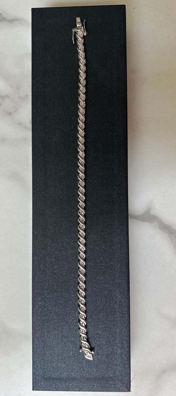 1/4 CT. T.W. Diamond S-Link Tennis Bracelet in Sterling Silver